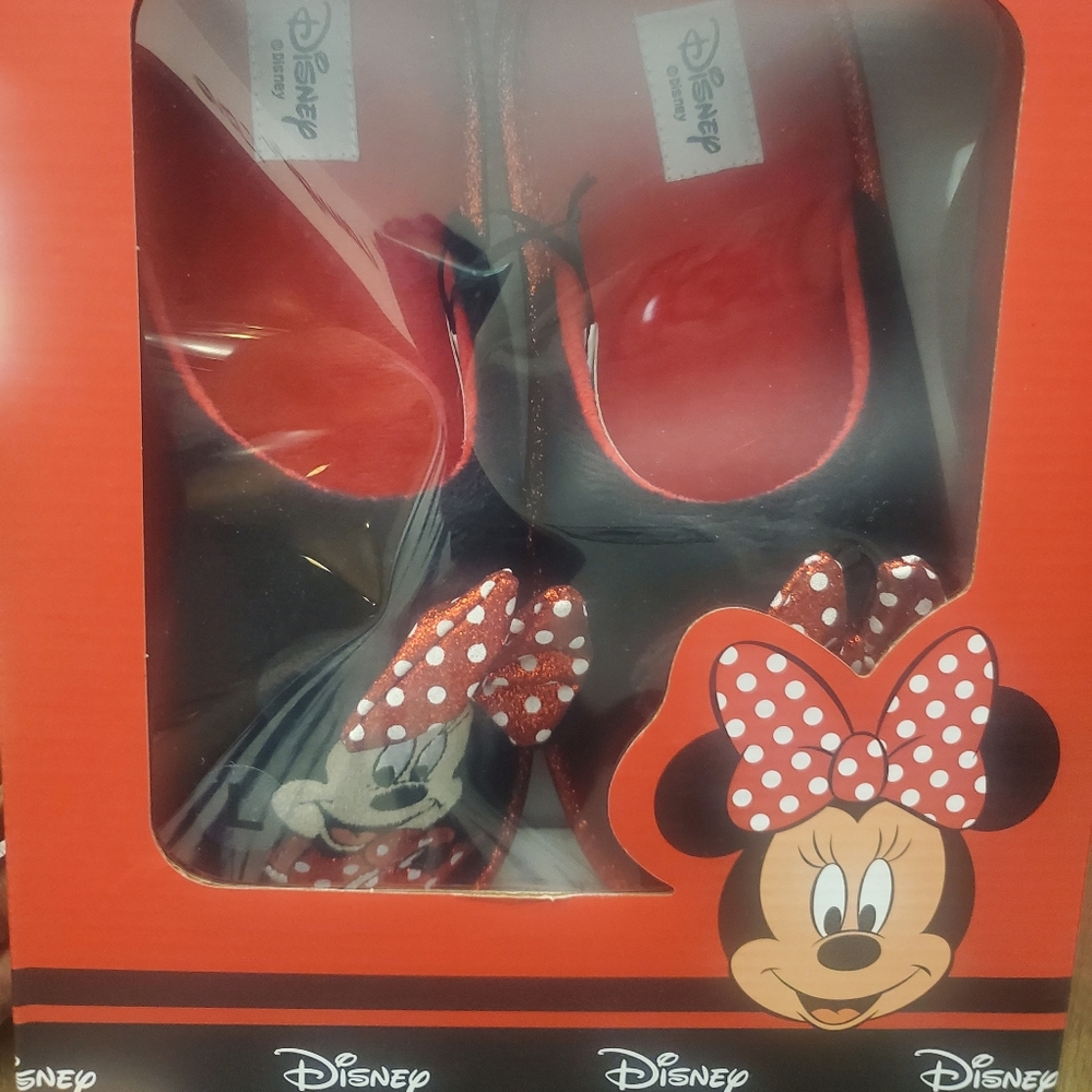 Disney Minnie Mouse Slippers Women Slip-On House Shoes